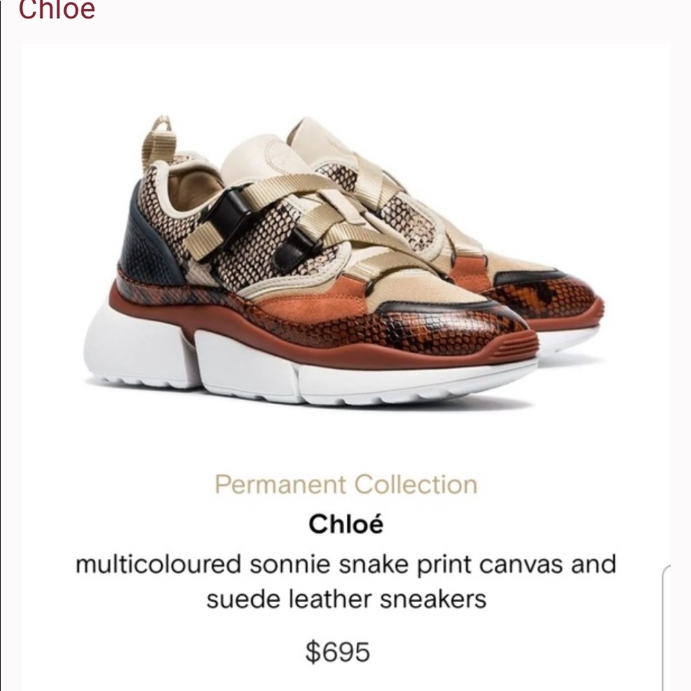 Chloé- authentic designer Sonnie Snakeskin Sneakers multicolored - Picture 2 of 12
